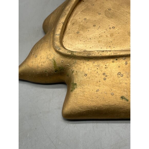 gold Christmas tree tray dish cookie nut candy decor center piece 6.5x7.5" READ - Picture 2 of 6